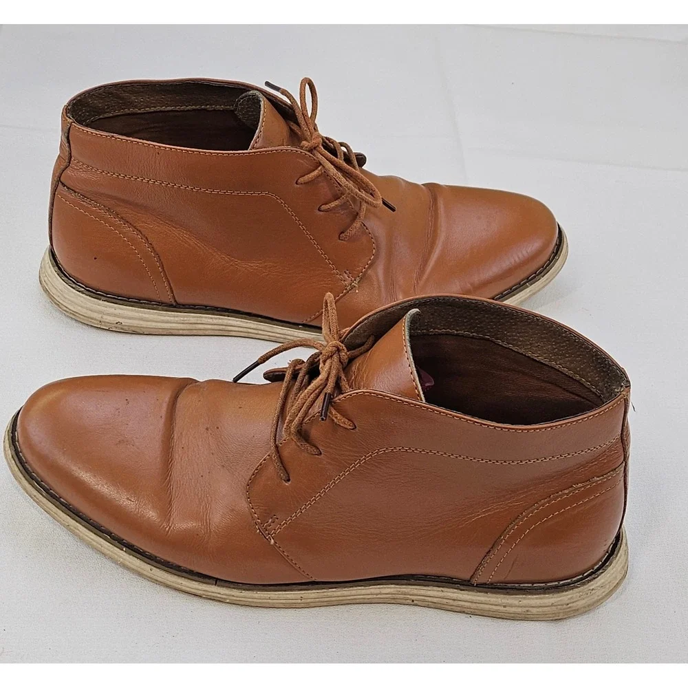 Jousen‎ Mens MY655 Tan Leather Chukka Boots Lace Up Ankle Shoes Size 12